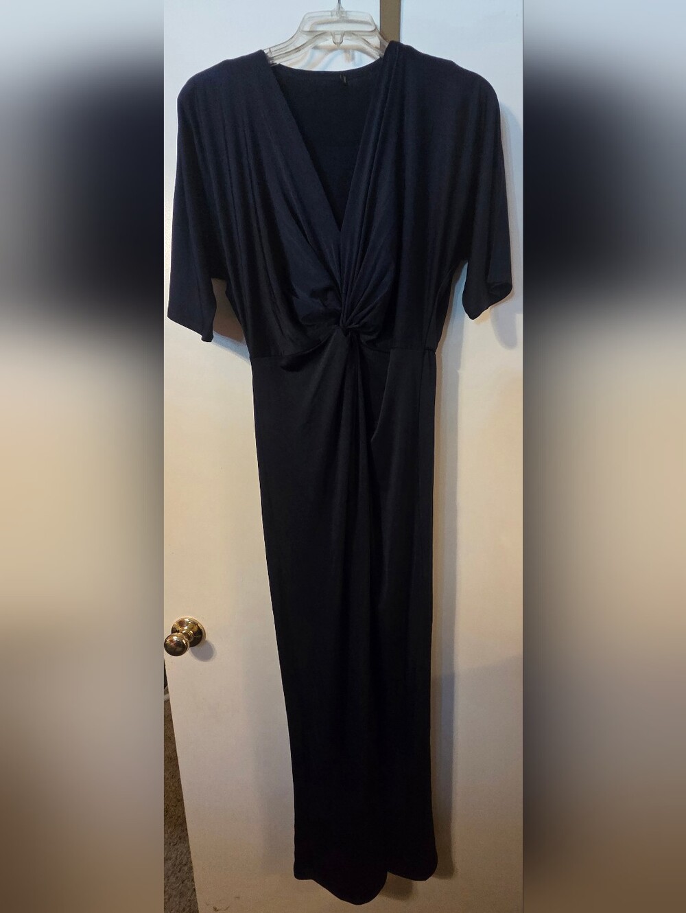 KOH KOH Navy Blue Twist Front Maxi Gown - Slit Sleeves & 62" Long - Size XL